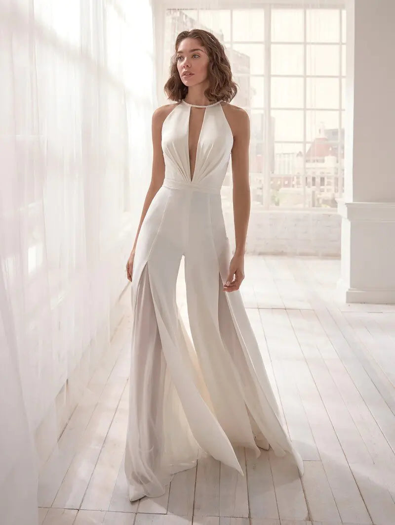 2024 New Luxury Women's Sexy Deep V Halter Jumpsuit