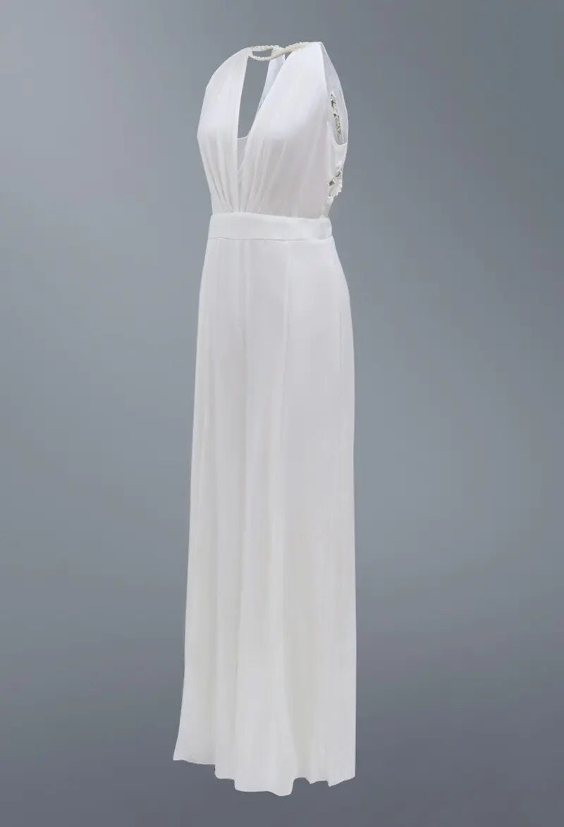 2024 New Luxury Women's Sexy Deep V Halter Jumpsuit