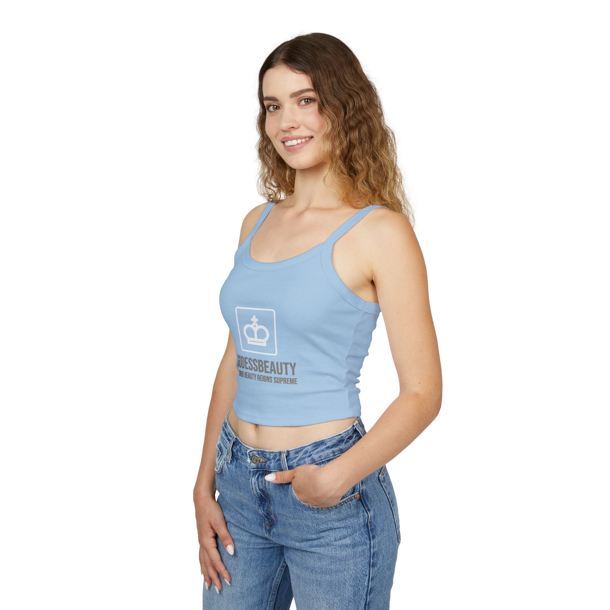 Women’s empowerment graphic cropped tank top from GODESS Beauty