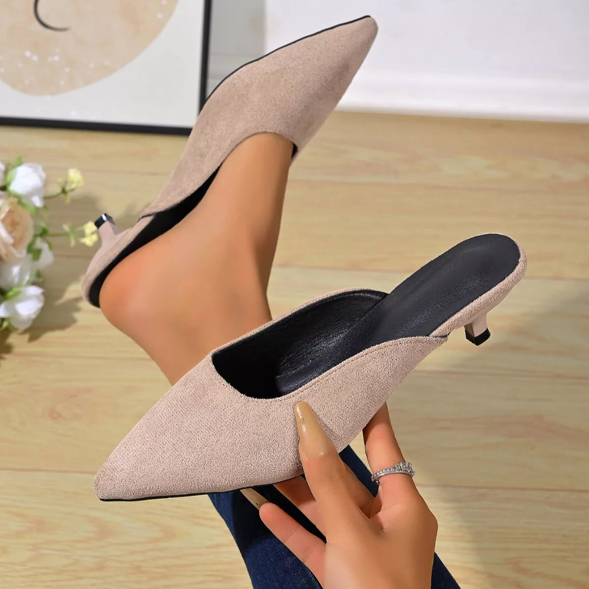 Point Toe Kitten Heels Pumps - Godess beauty 