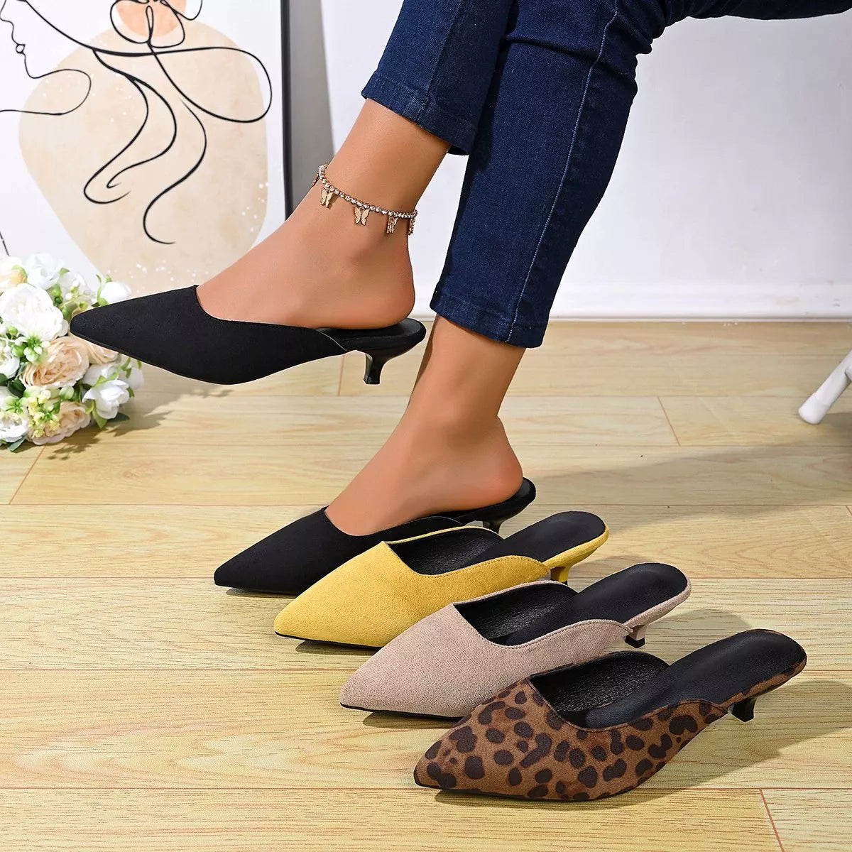 Point Toe Kitten Heels Pumps - Godess beauty 