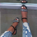 Rhinestone Ankle Strap Sandals - Godess beauty 