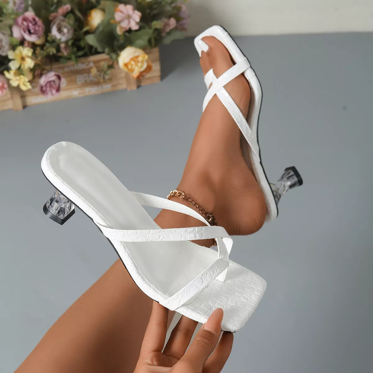 Open Toe Flare Heels Sandals - Godess beauty 