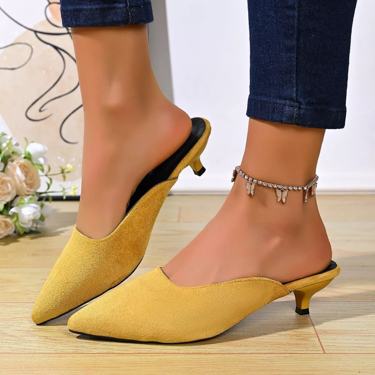Point Toe Kitten Heels Pumps - Godess beauty 