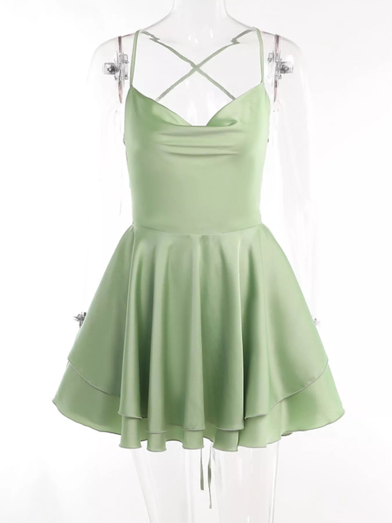 Backless layered ruffled cami dress - Godess beauty 