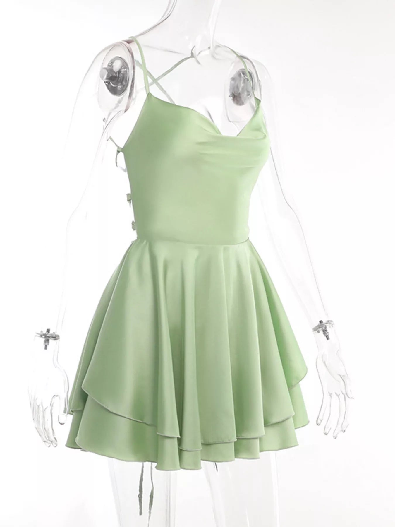 Backless layered ruffled cami dress - Godess beauty 