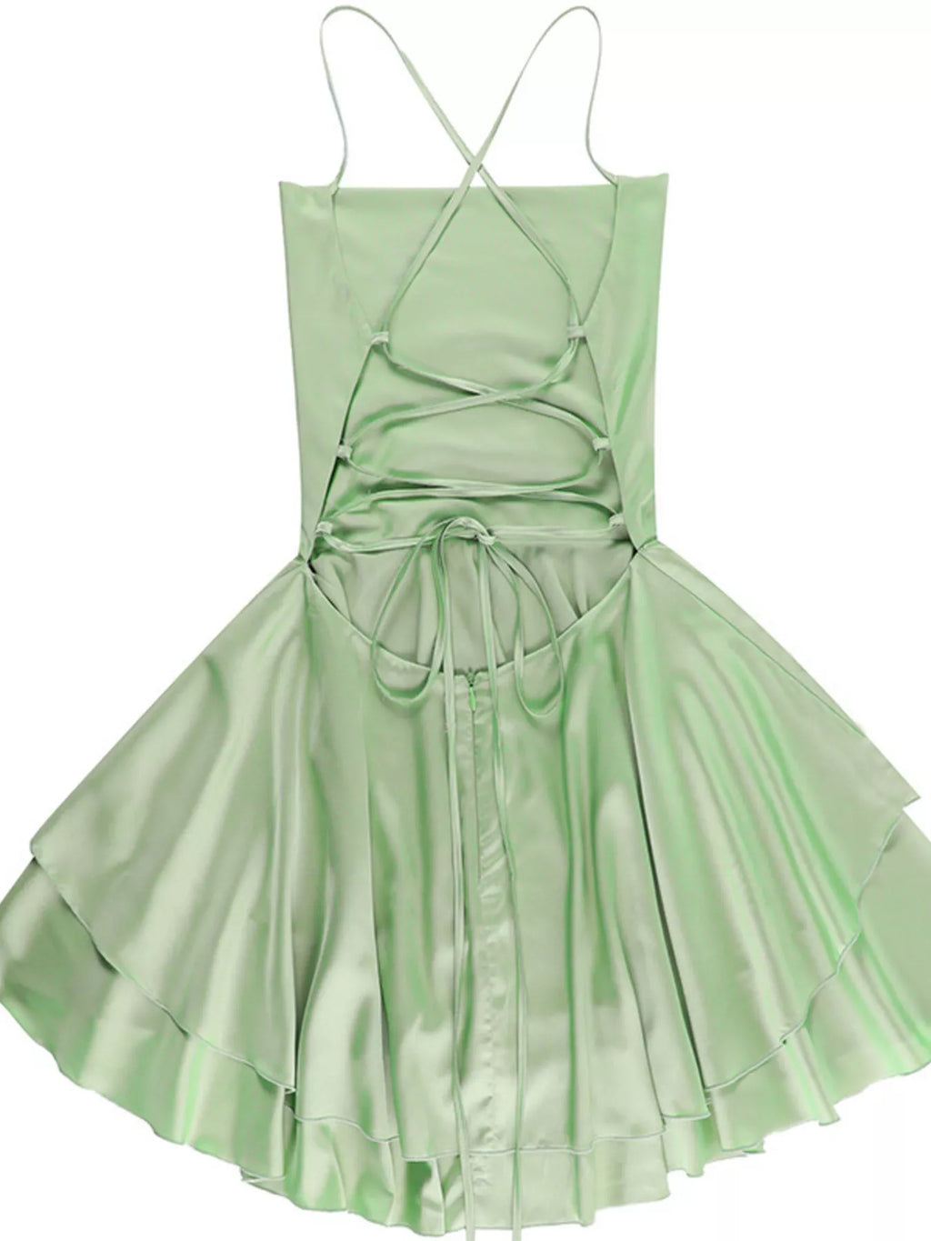 Backless layered ruffled cami dress - Godess beauty 