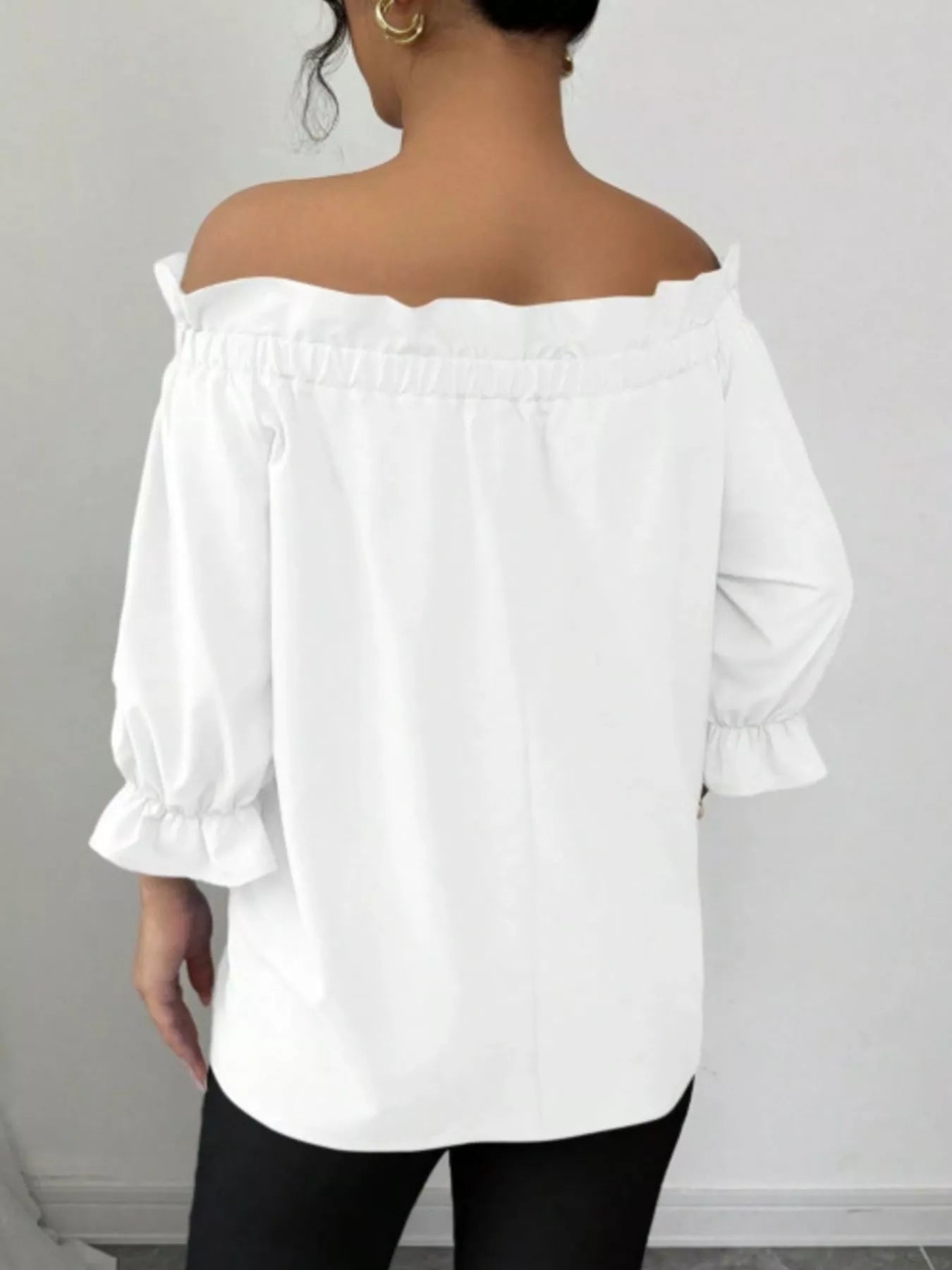 Bow Flounce Sleeve Blouse - Godess beauty 
