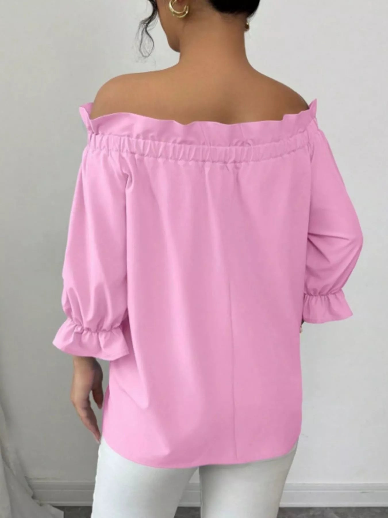 Bow Flounce Sleeve Blouse - Godess beauty 