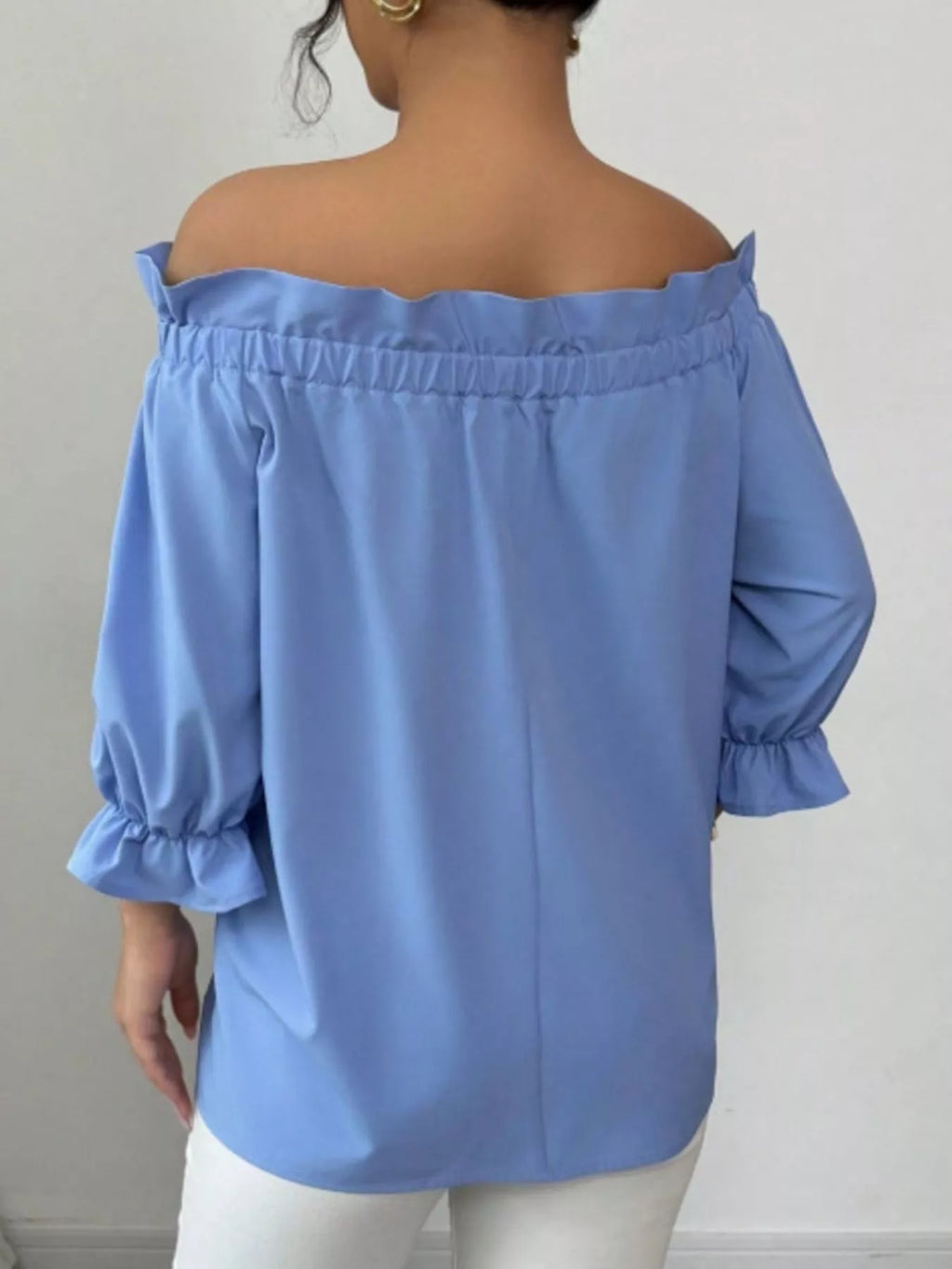 Bow Flounce Sleeve Blouse - Godess beauty 