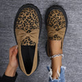 Bow Leopard Round Toe Loafers - Godess beauty 