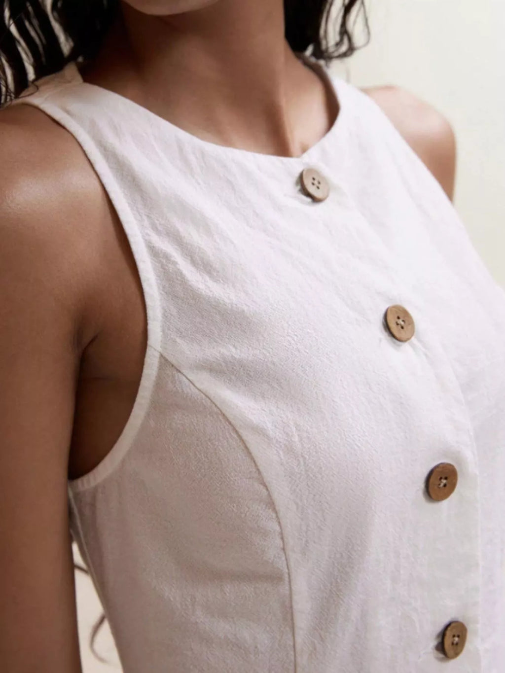 Button-Down Sleeveless Top and Shorts Set - Godess beauty 