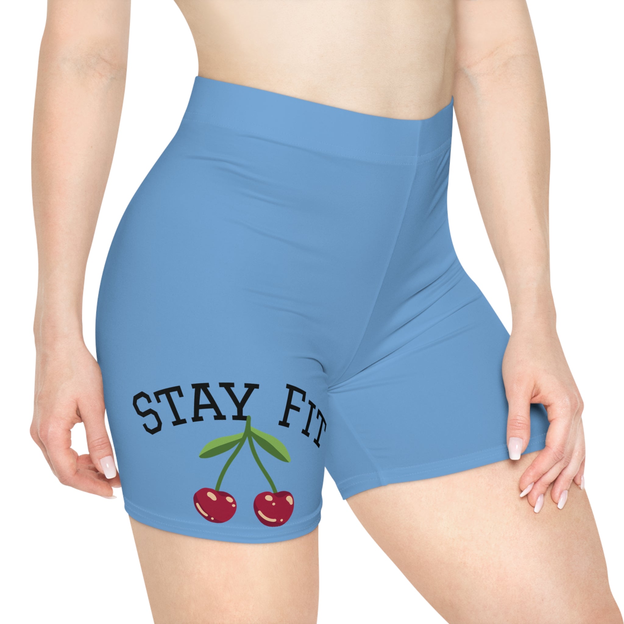 Cherry Logo Biker Shorts | Goddess Beauty Fitness Print - Godess beauty 