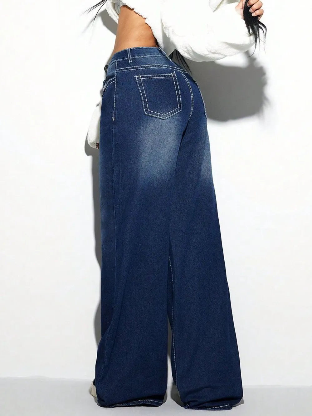 Cross Wide Leg Jeans - Godess beauty 
