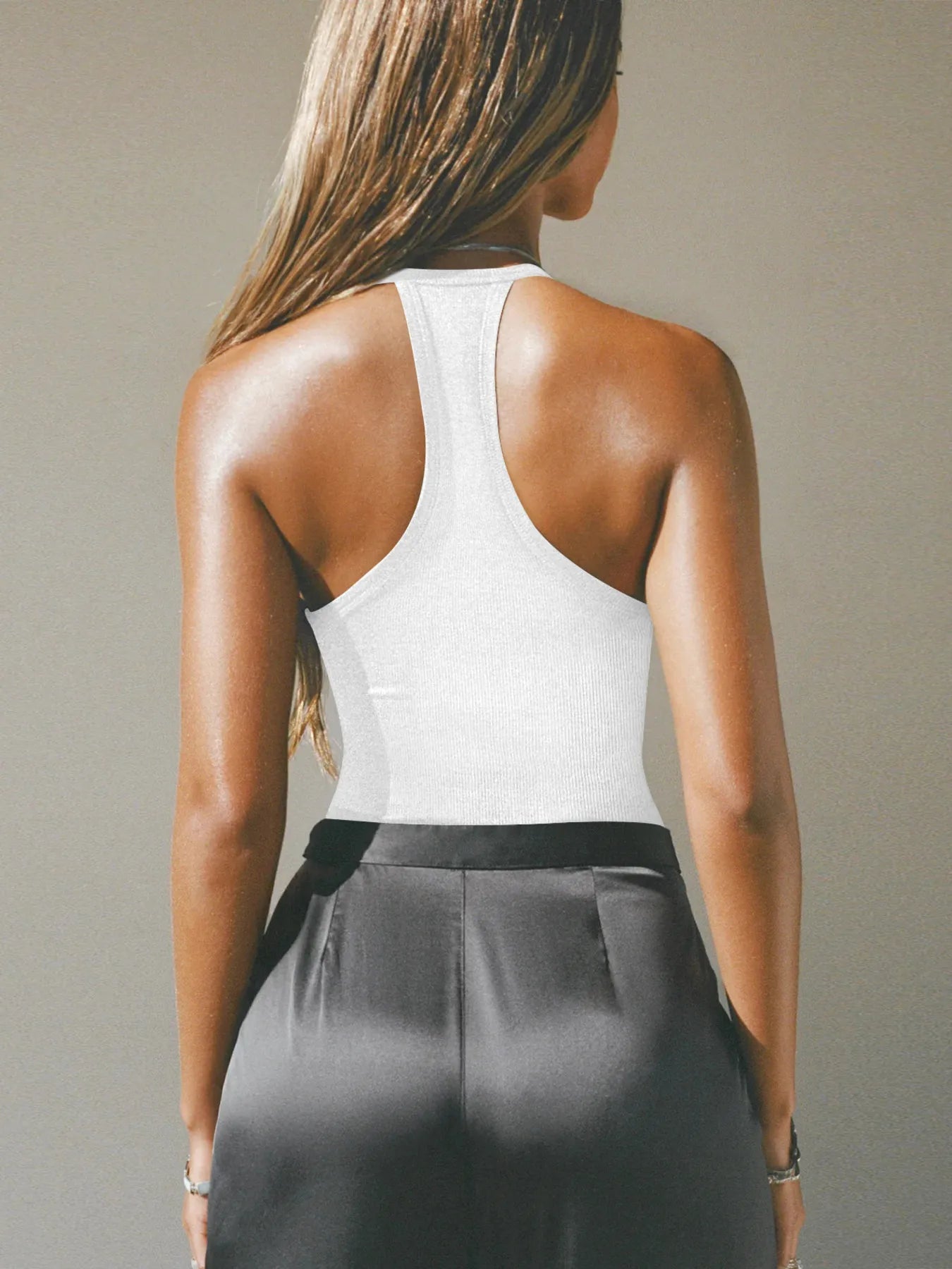 Cutout Ribbed Tank Top - Godess beauty 