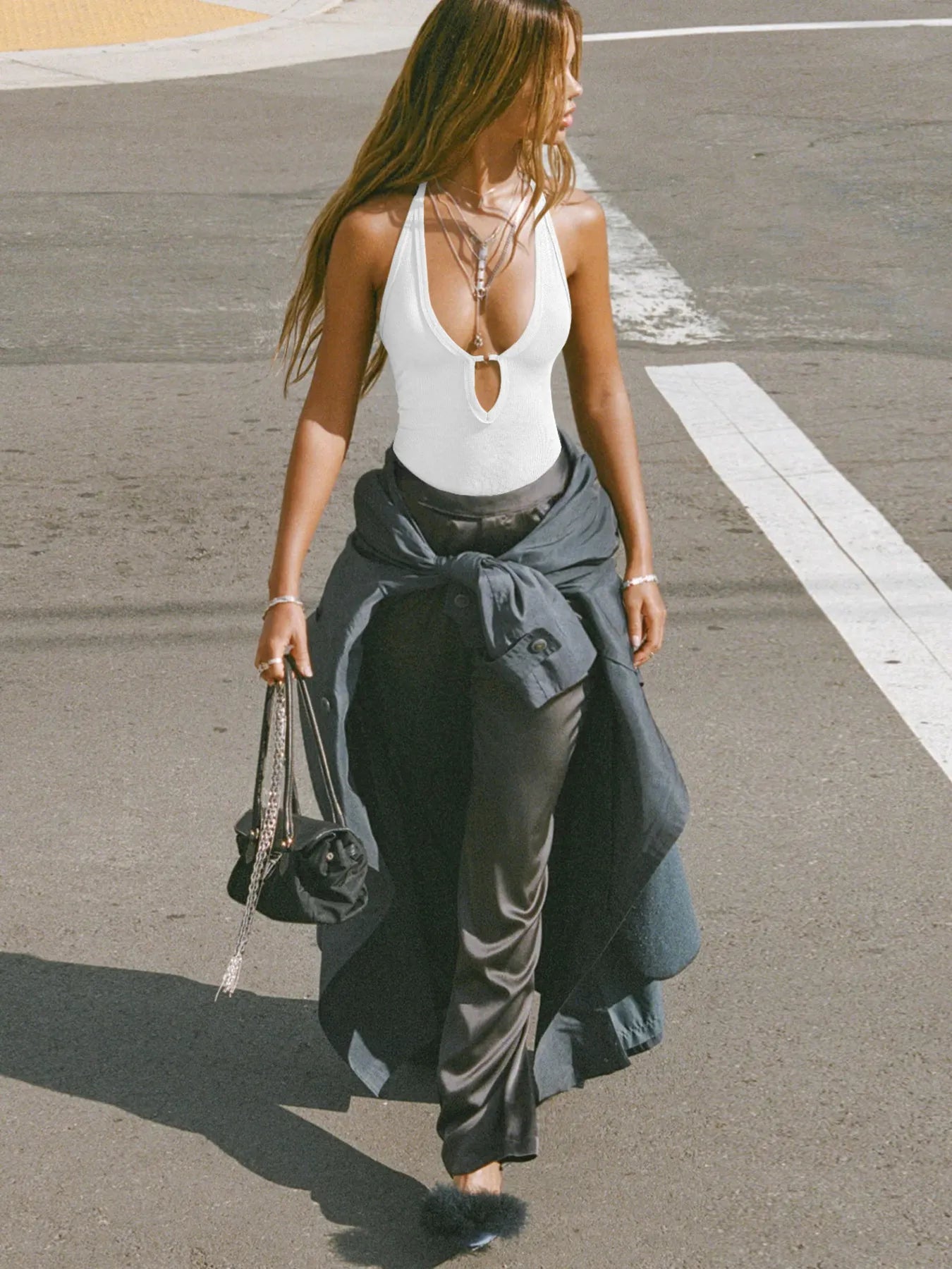 Cutout Ribbed Tank Top - Godess beauty 