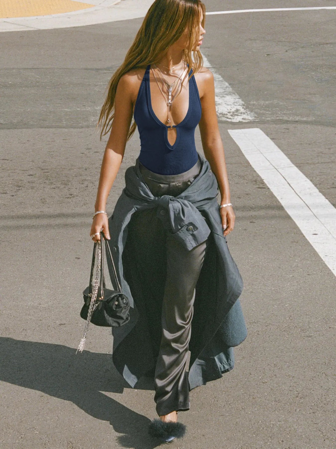 Cutout Ribbed Tank Top - Godess beauty 