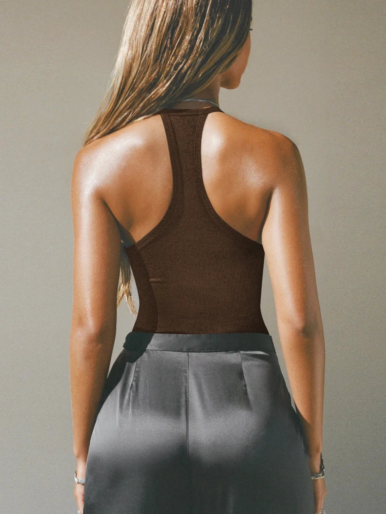 Cutout Ribbed Tank Top - Godess beauty 