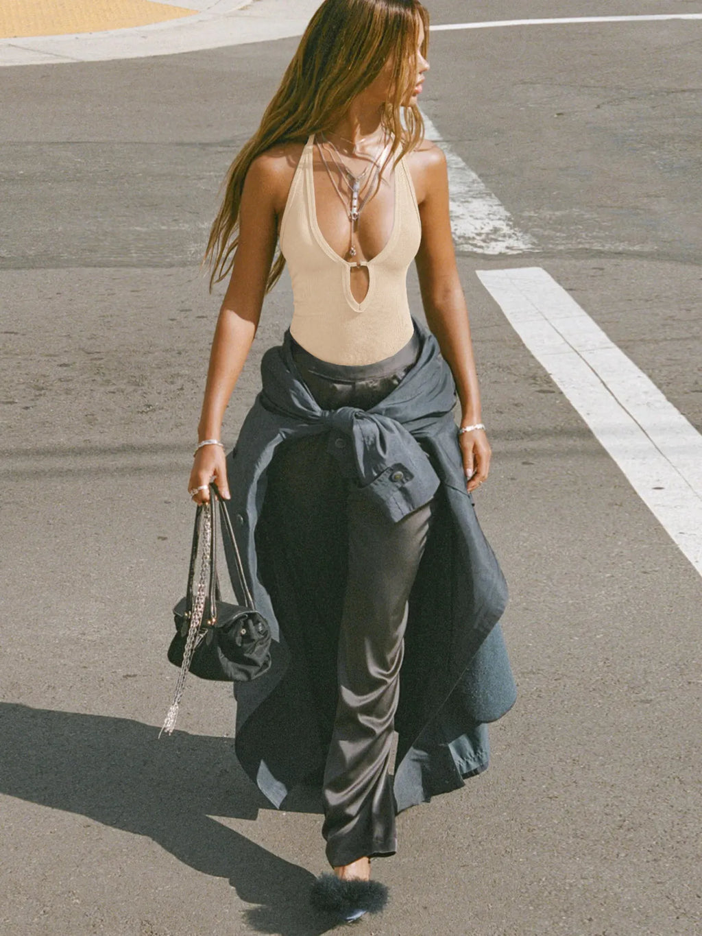 Cutout Ribbed Tank Top - Godess beauty 