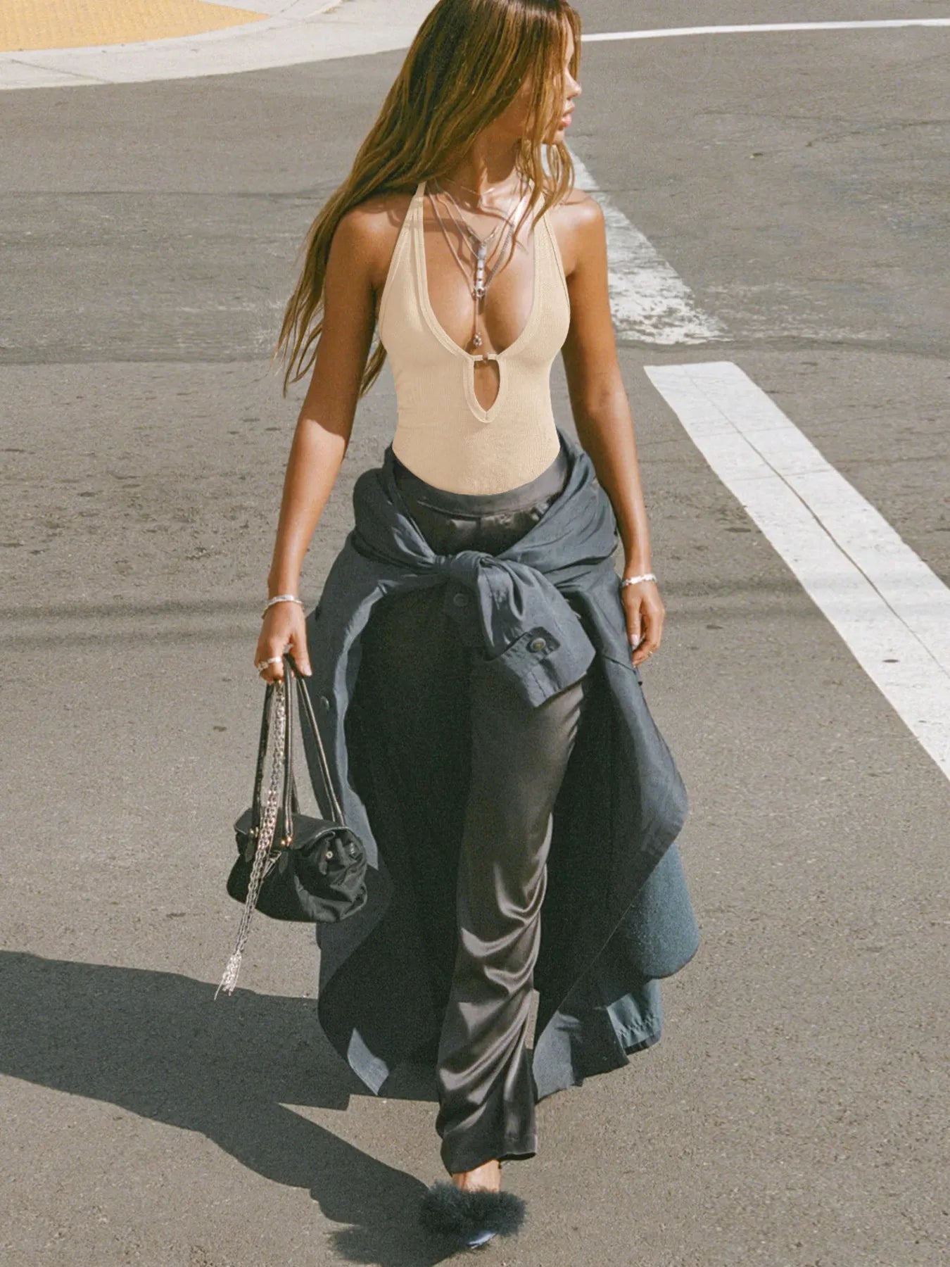 Cutout Ribbed Tank Top - Godess beauty 