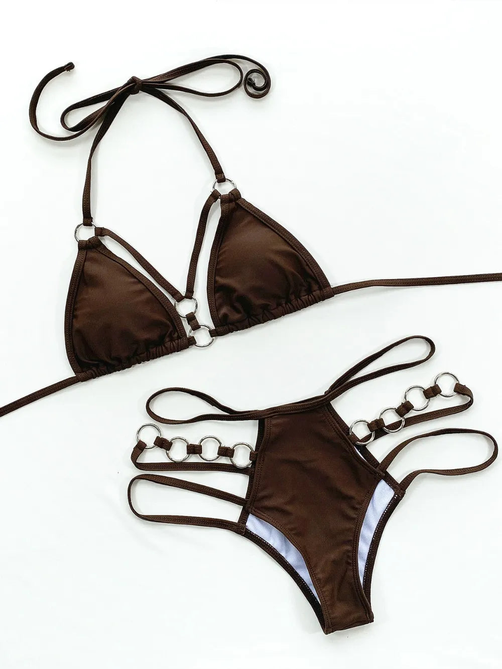 Cutout halter neck two-piece bikini set - Godess beauty 