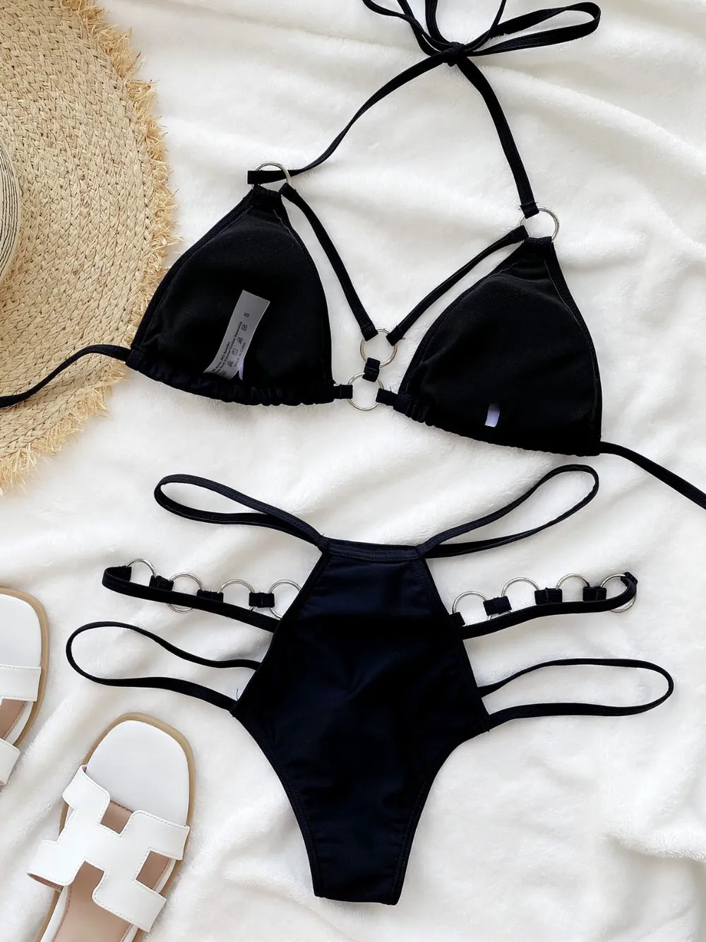 Cutout halter neck two-piece bikini set - Godess beauty 