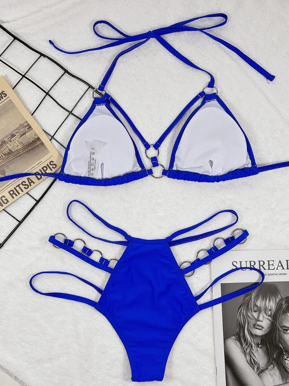 Cutout halter neck two-piece bikini set - Godess beauty 