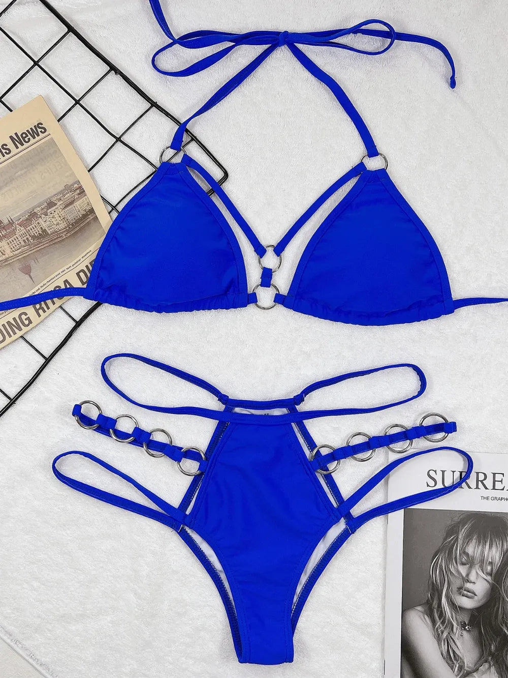 Cutout halter neck two-piece bikini set - Godess beauty 