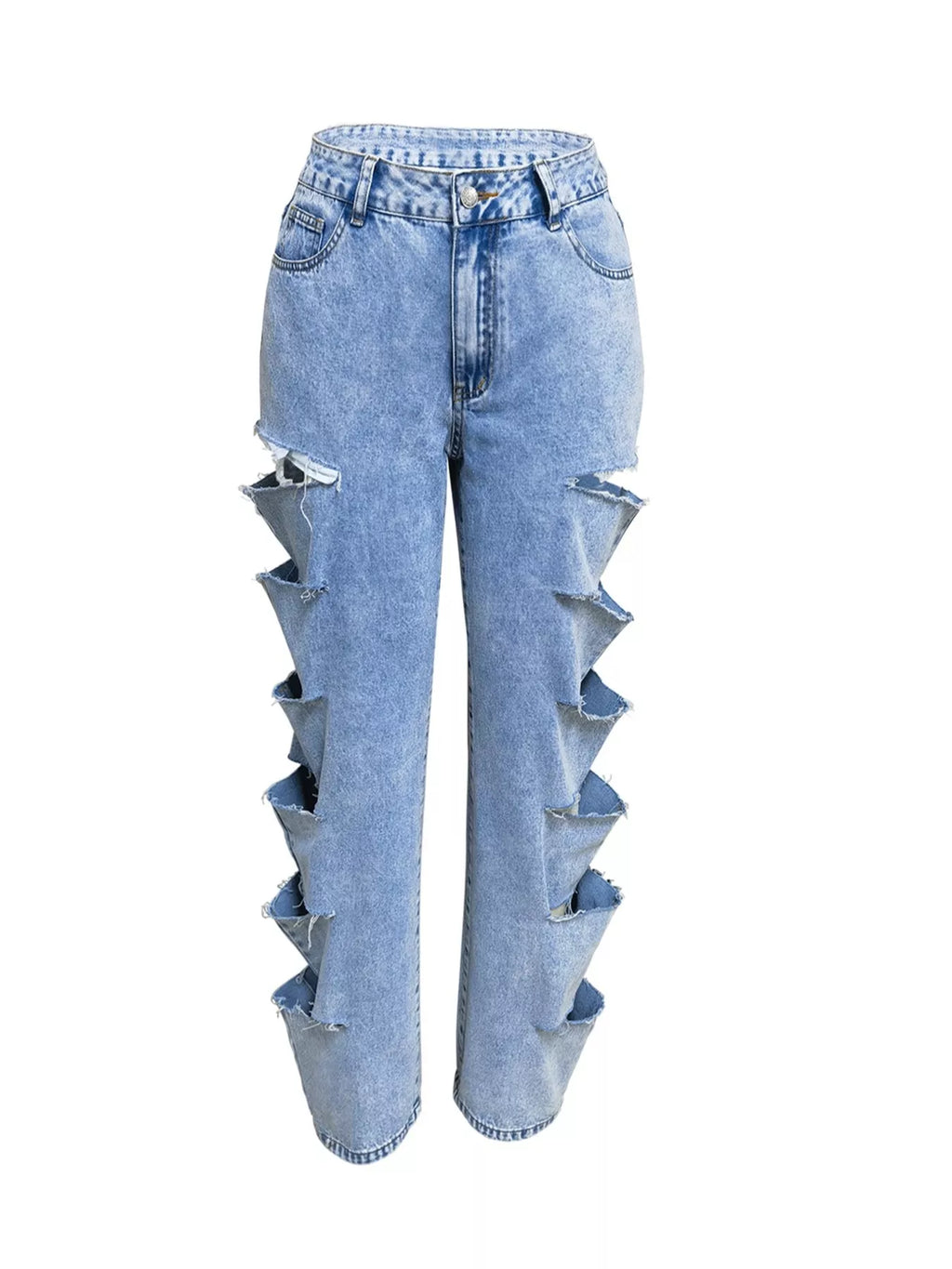 Distressed Wide Leg Jeans - Godess beauty 
