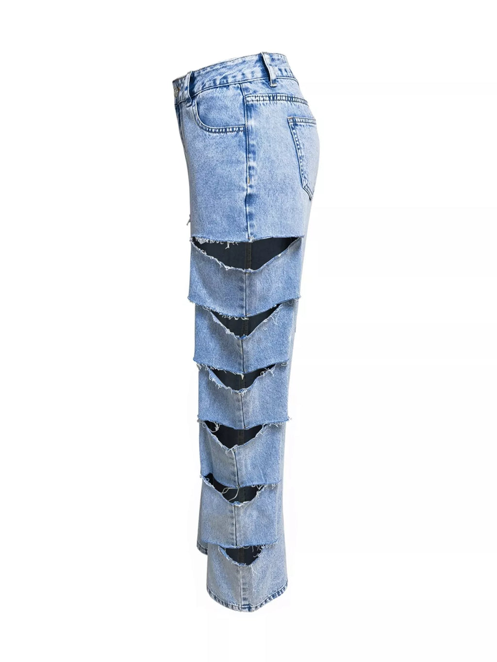 Distressed Wide Leg Jeans - Godess beauty 