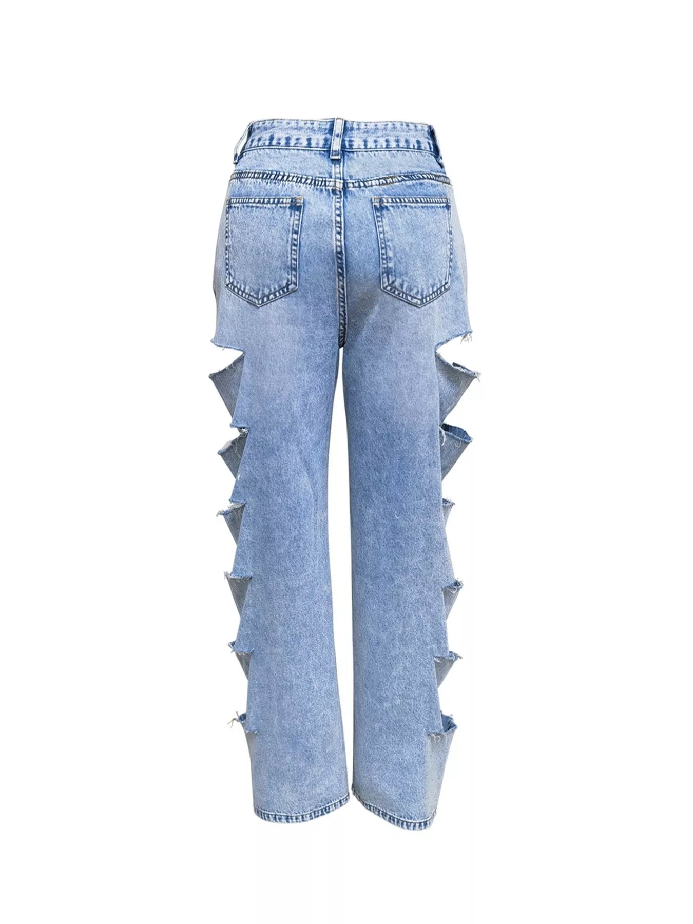 Distressed Wide Leg Jeans - Godess beauty 