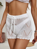 Drawstring cutout swim shorts for women - Godess beauty 