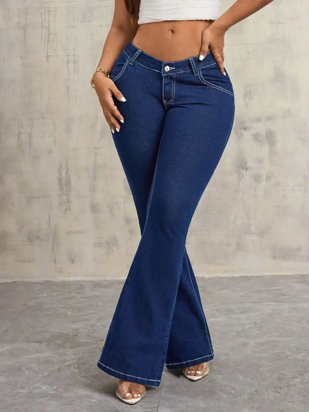 Flare Jeans with Pockets - Godess beauty 