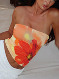Floral Print Tube Top - Godess beauty 