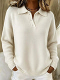 Full Size Button Detail Drop Shoulder Sweater Plus Size - Godess beauty 