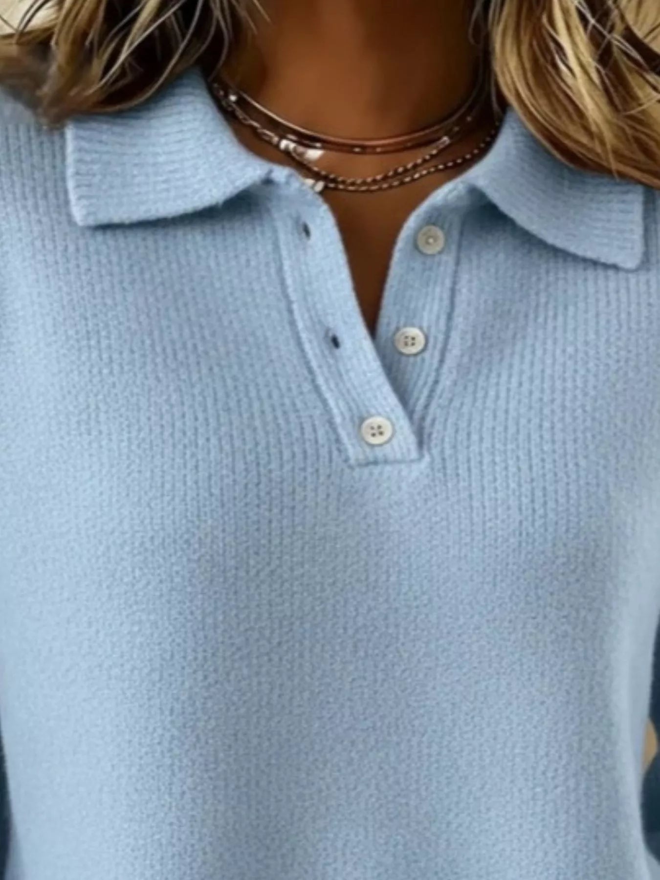 Full Size Button Detail Drop Shoulder Sweater Plus Size - Godess beauty 