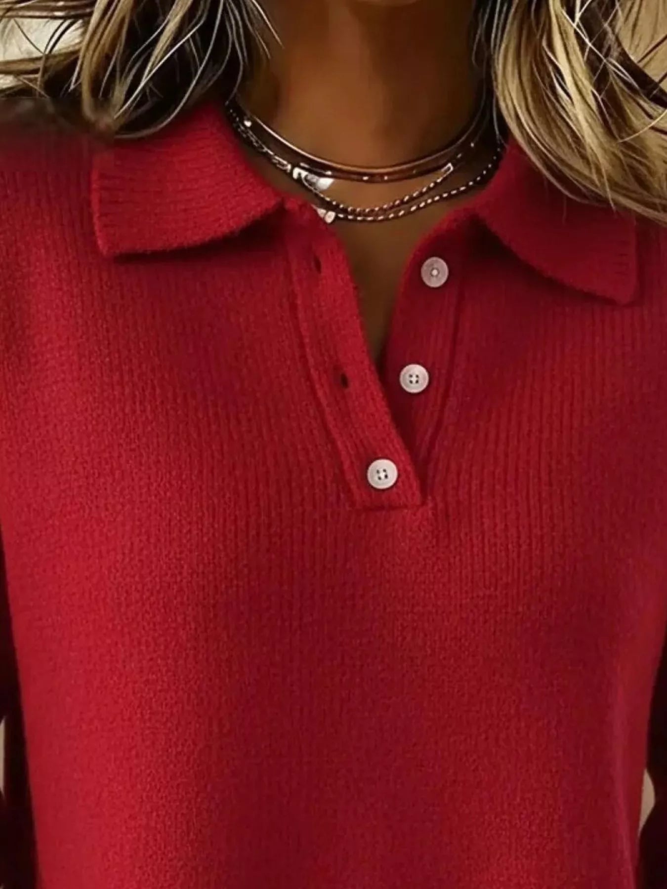 Full Size Button Detail Drop Shoulder Sweater Plus Size - Godess beauty 