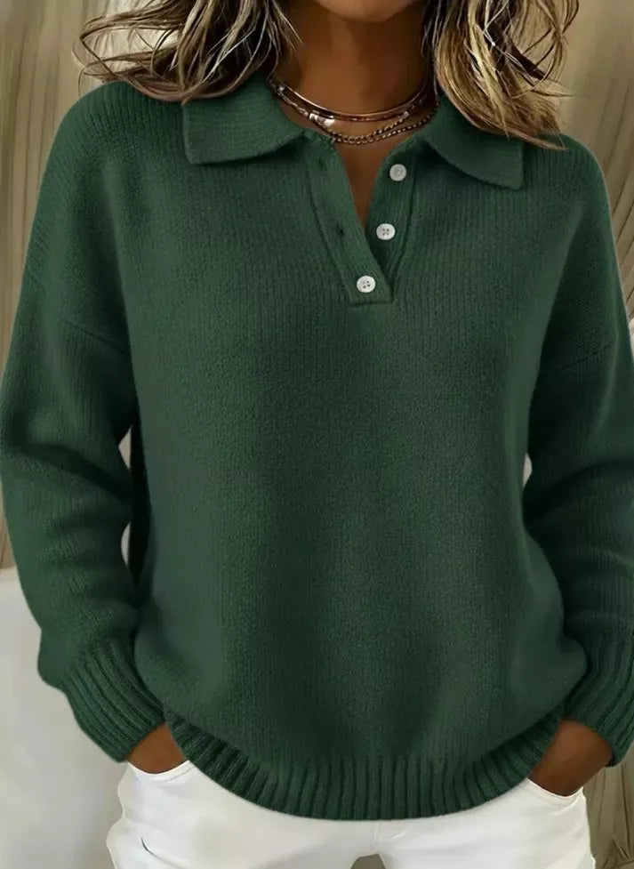 Full Size Button Detail Drop Shoulder Sweater Plus Size - Godess beauty 