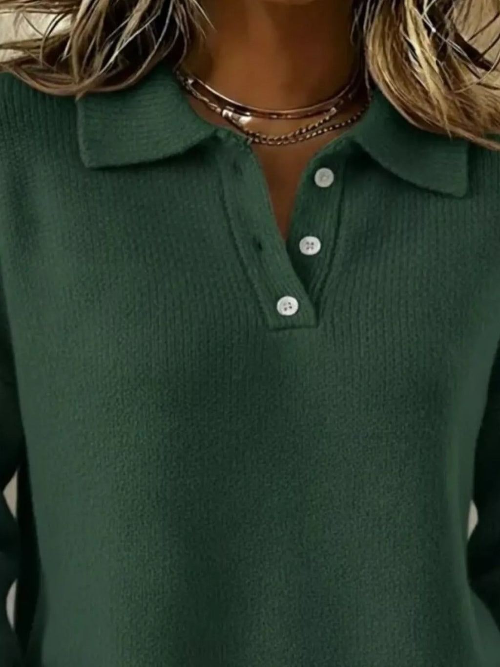 Full Size Button Detail Drop Shoulder Sweater Plus Size - Godess beauty 
