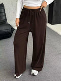 Full Size Drawstring Wide Leg Pants Plus Size - Godess beauty 
