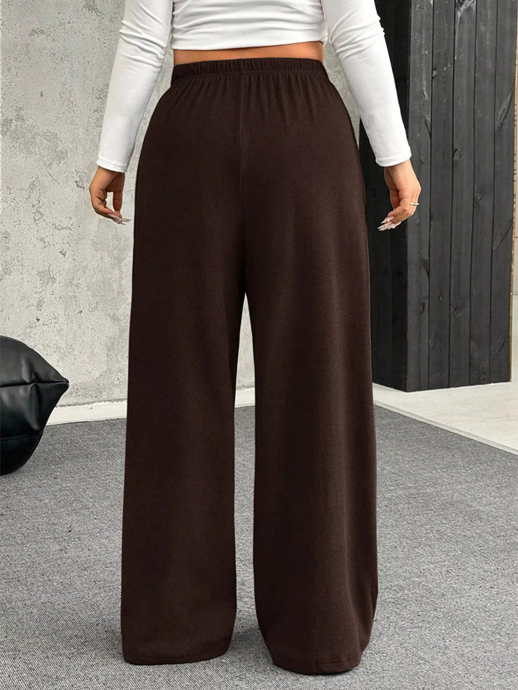 Full Size Drawstring Wide Leg Pants Plus Size - Godess beauty 