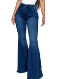 Full Size High-Waisted Raw Hem Flare Jeans Plus Size - Godess beauty 