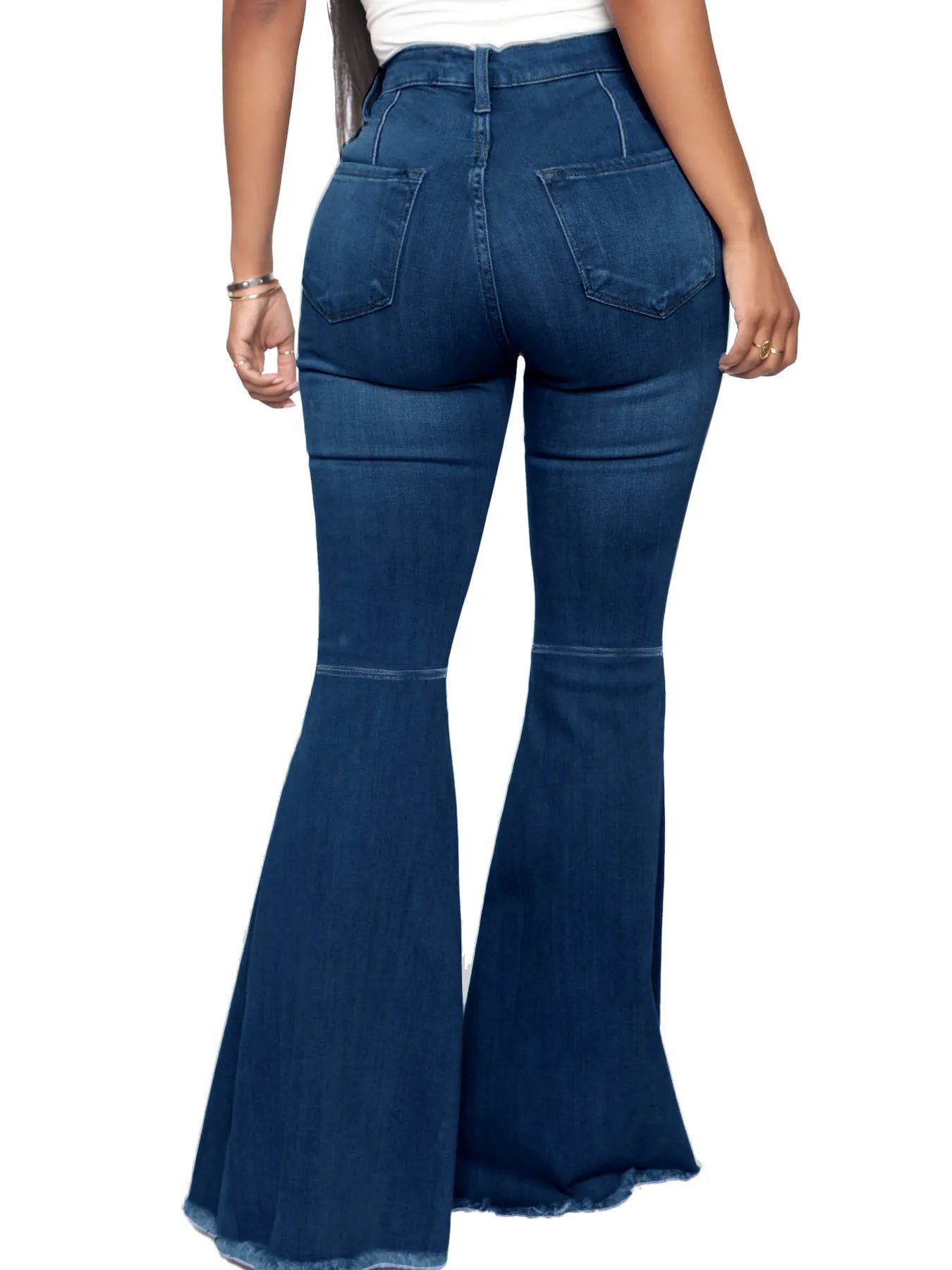 Full Size High-Waisted Raw Hem Flare Jeans Plus Size - Godess beauty 