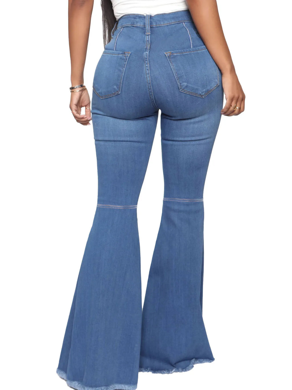Full Size High-Waisted Raw Hem Flare Jeans Plus Size - Godess beauty 