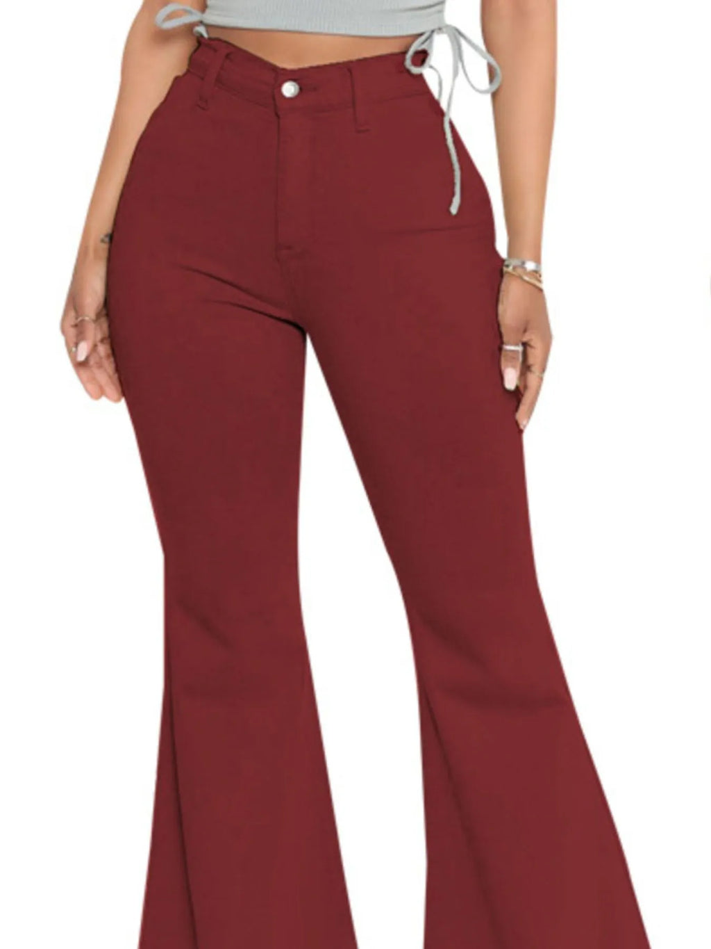 Full Size High-Waisted Raw Hem Flare Jeans Plus Size - Godess beauty 