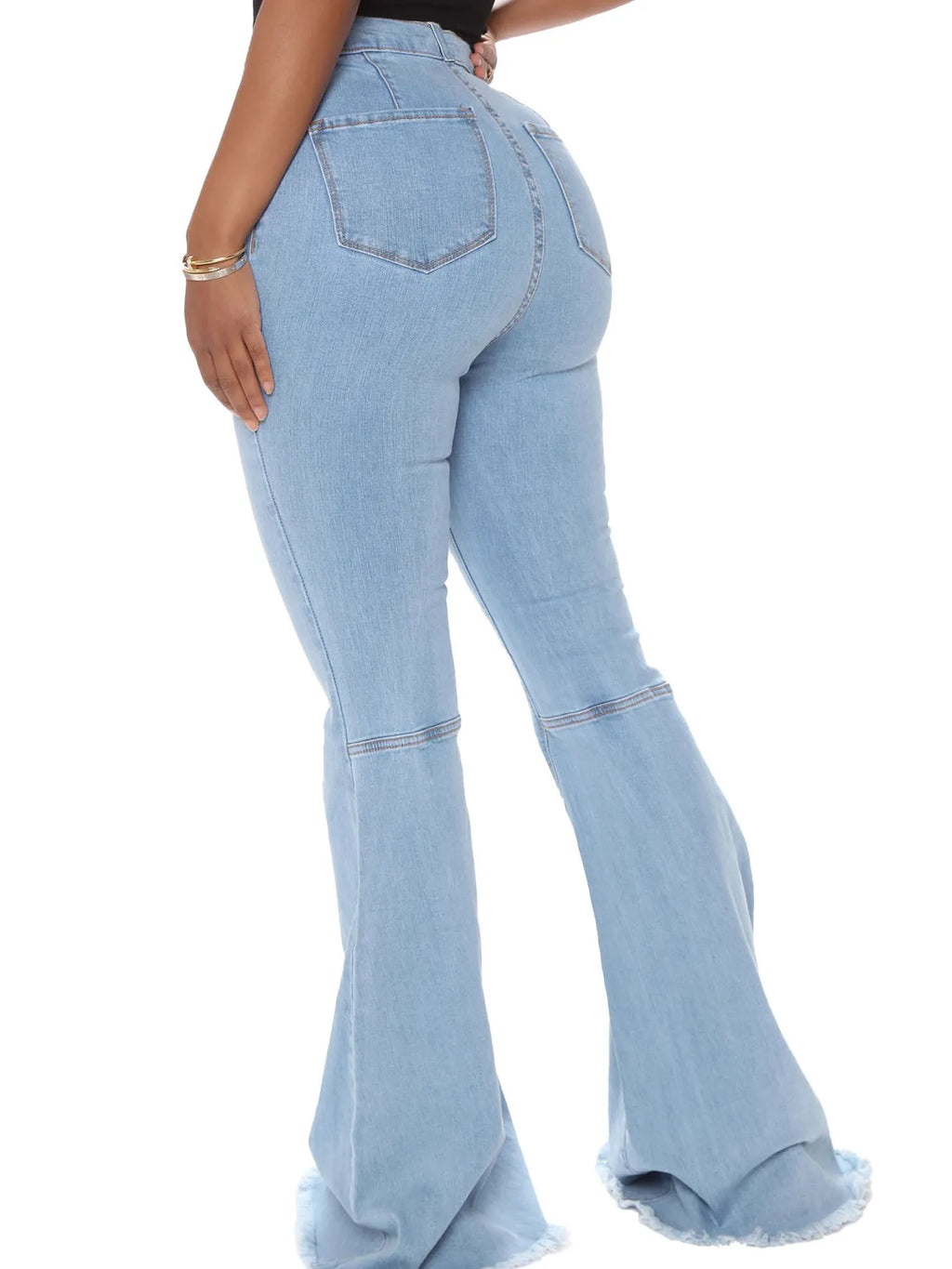 Full Size High-Waisted Raw Hem Flare Jeans Plus Size - Godess beauty 
