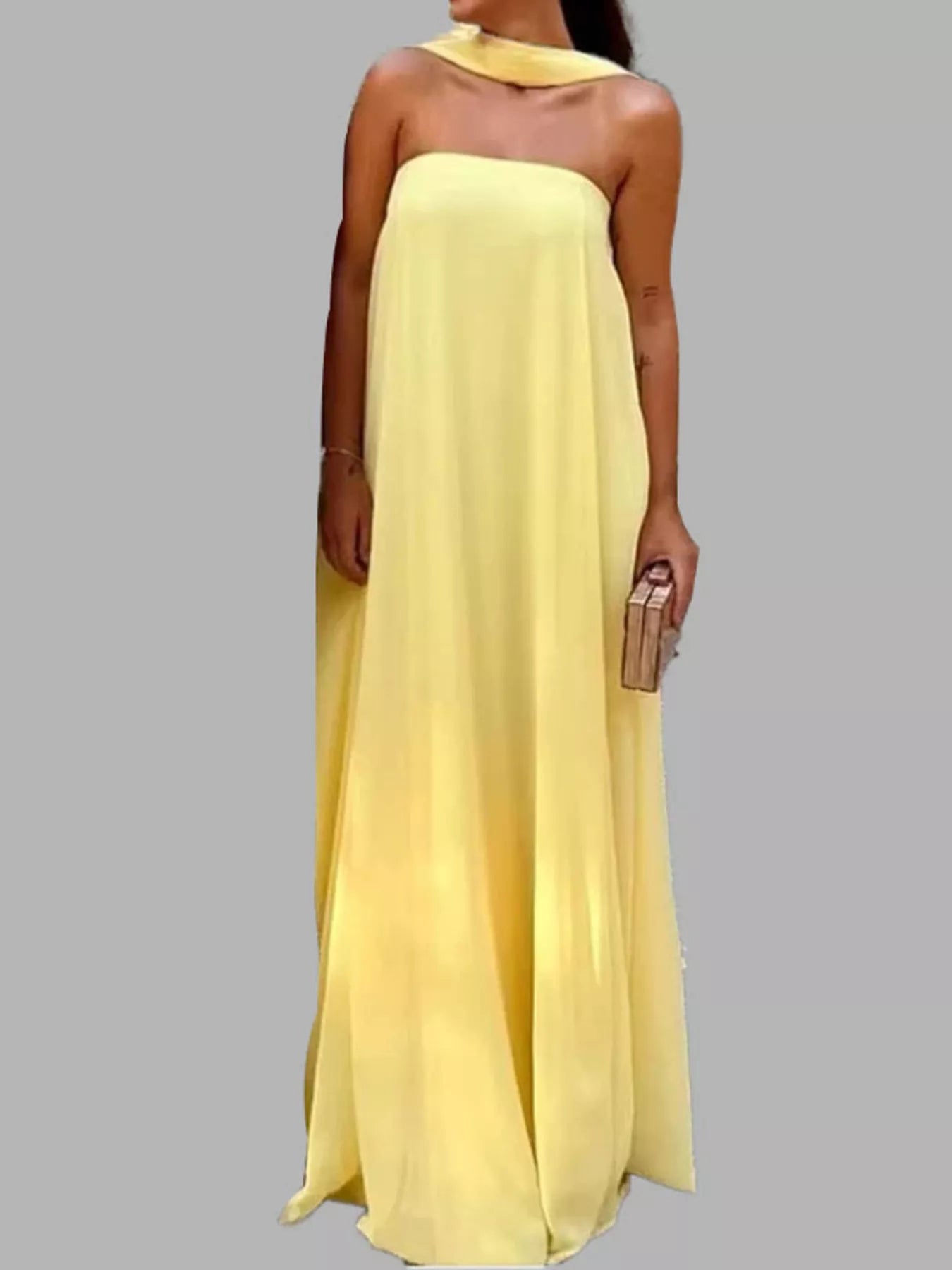 Full Size Tube Flowy Maxi Dress Plus Size - Godess beauty 