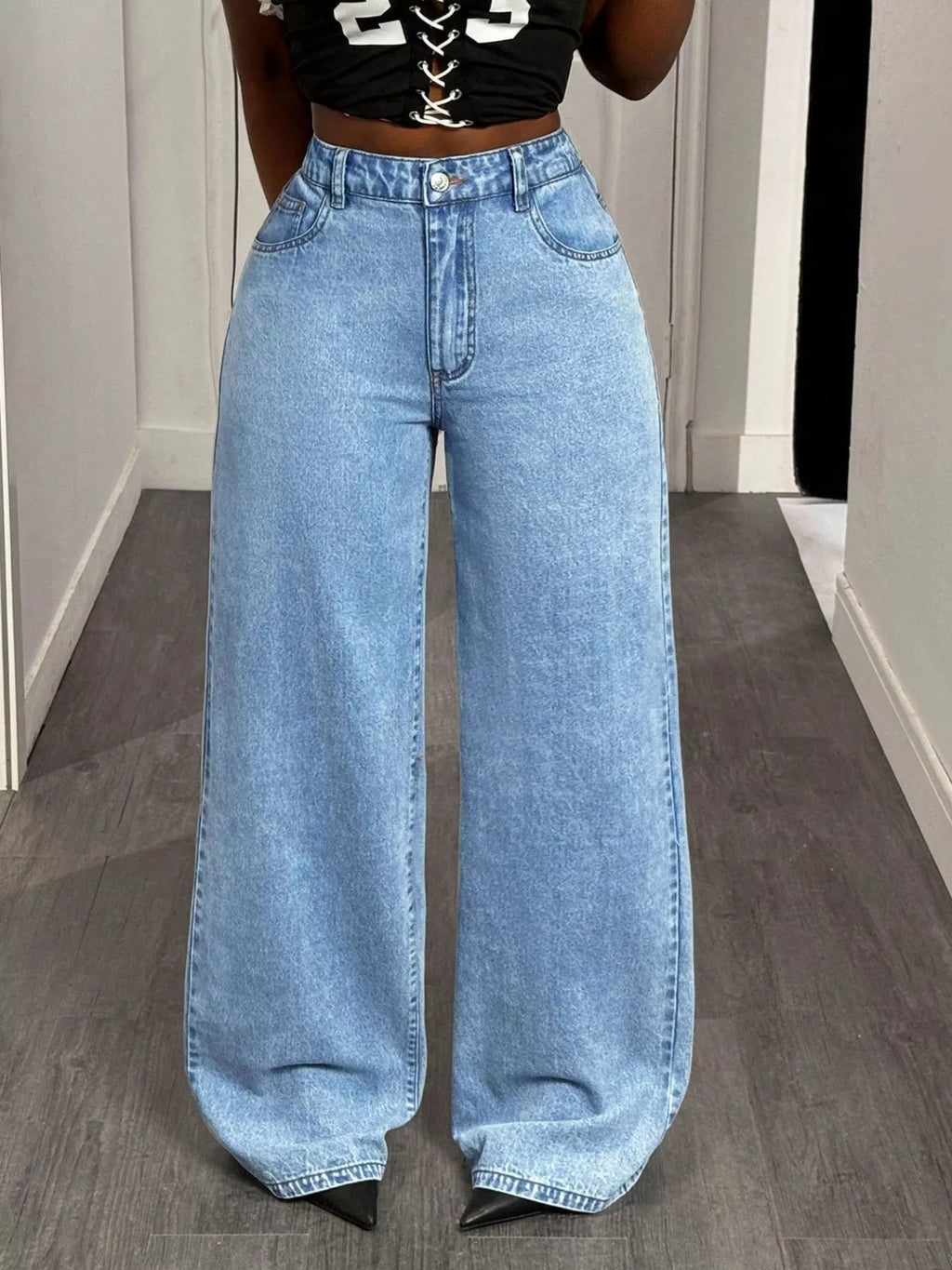 GOOD LUCK Wide Leg Jeans - Godess beauty 