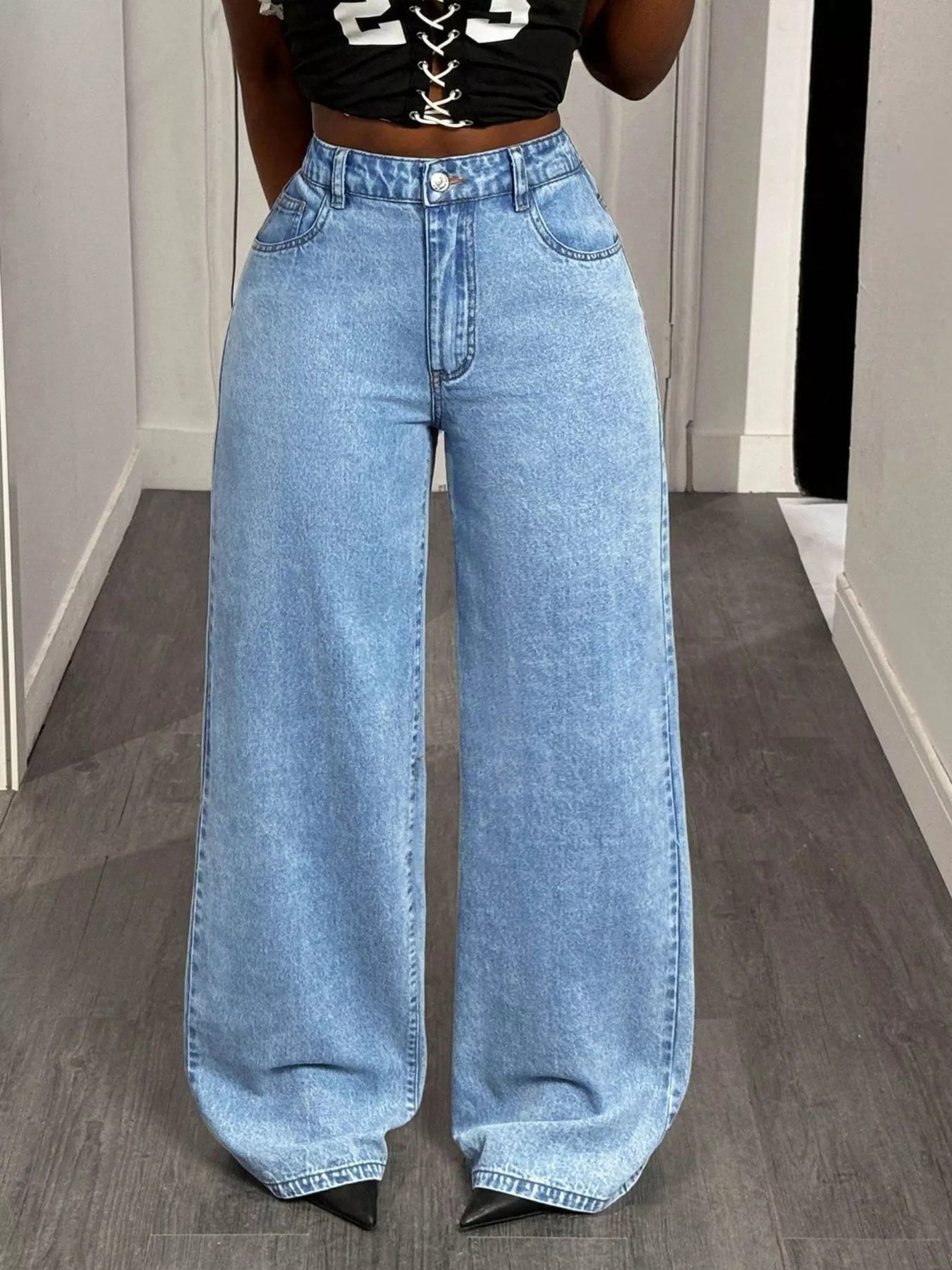 GOOD LUCK Wide Leg Jeans - Godess beauty 