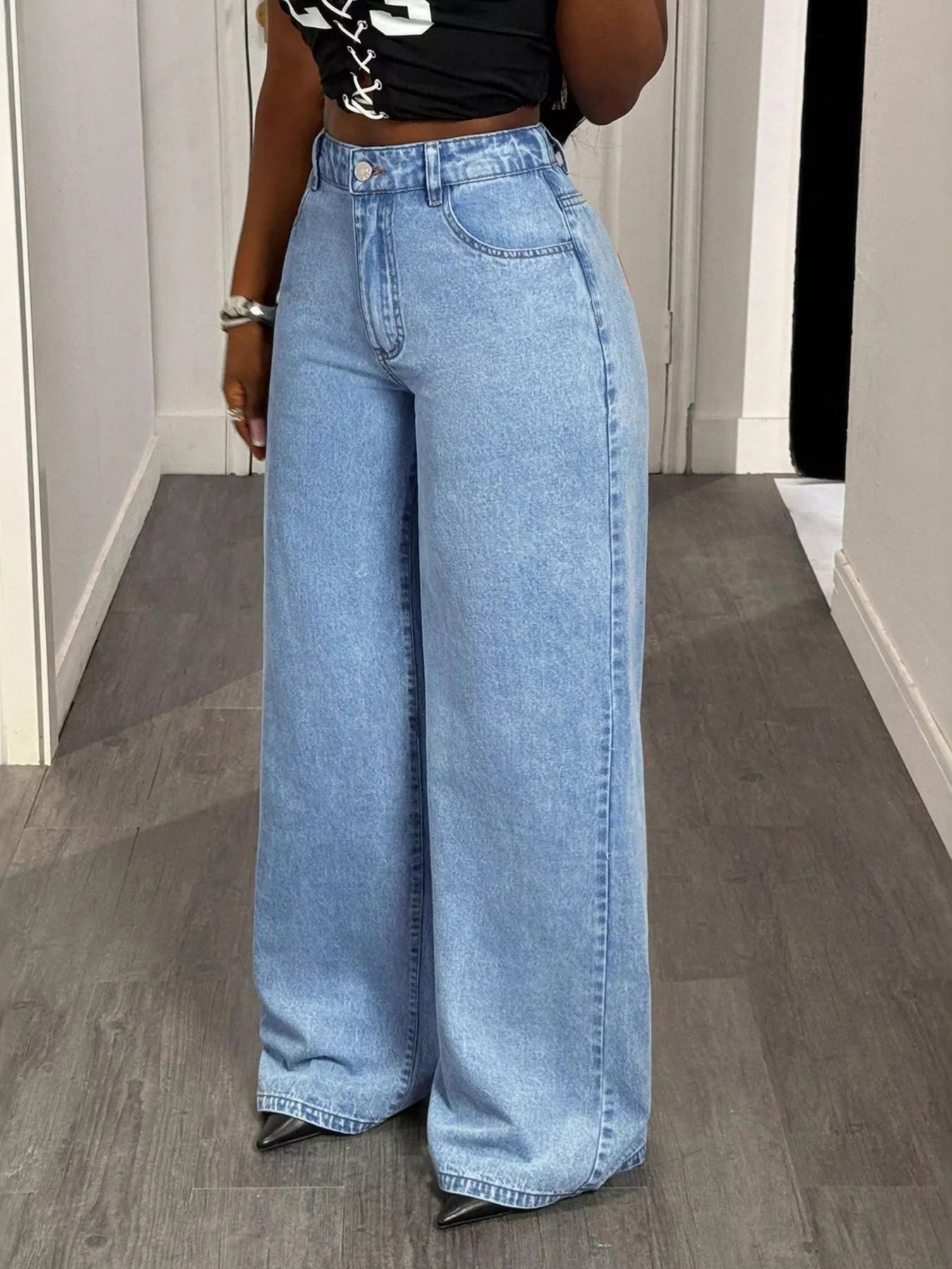 GOOD LUCK Wide Leg Jeans - Godess beauty 